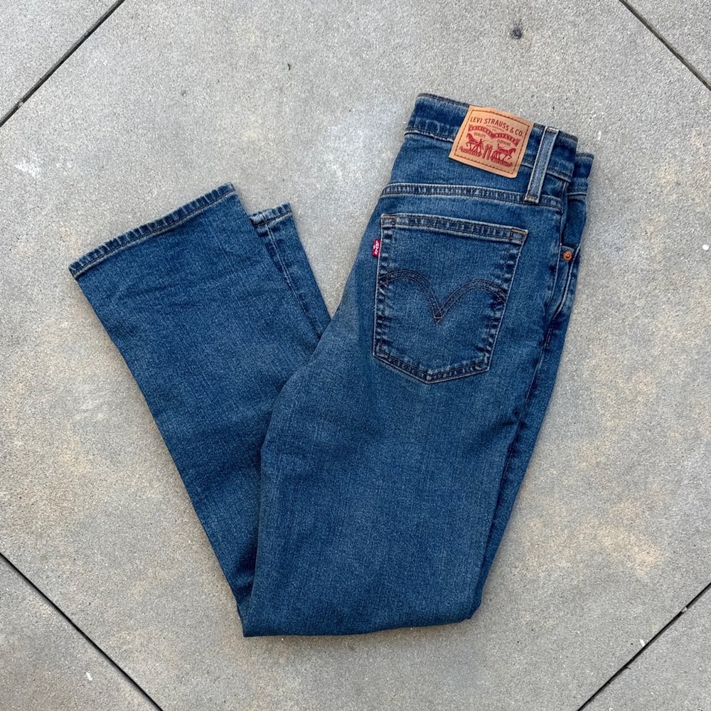 Levi's Womens Dark Blue Straight-Leg Jeans